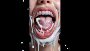 eighty cum soaked Gokkun Bukkake Cum licking facials & Split Tongues