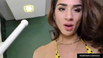 Sexy Tranny Adriana Rodrigues Shows Off Her Body and Strokes Her Cock