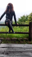 Transvestite Long boots Boot fetish Leather fetish Riders jacket servant Asian crossdresser