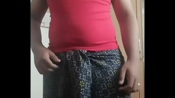 Horny tamil boy jerking off in Lungi