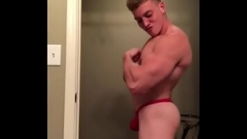 verbal jock boy in sexy red thong