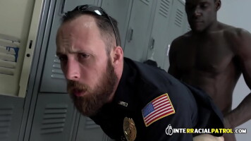 Dangerous bike rider is taken to locker room by horny gay officers