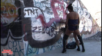 Awesome outside transsexual porn with an athletic busty shemale