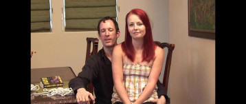 Awesome redhead babe and her perverted hubby are taking part in domination