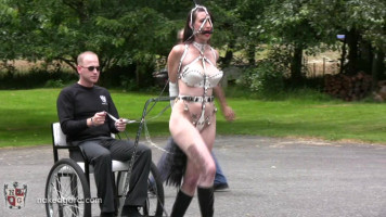 Humiliated whore hypnotized to be a great horse