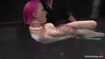 Drowning a purple-haired intercourse slave in bloodless water