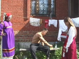 Young woman punishment taking place withinside the Russian village