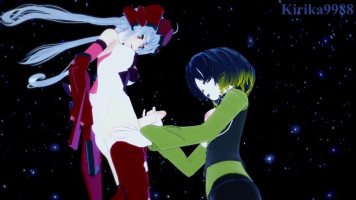 Leibur Darâhim y Chris Yukine tienen relaciones sexuales futanari severas en una azotea por la noche. - Symphogear Hentai