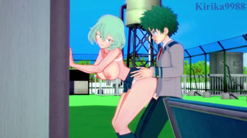 Toru Hagakure and Izuku Midoriya have excessive intercourse at the rooftop. - My Hero Academia Hentai