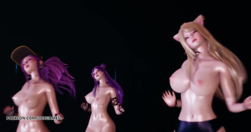 [MMD] K/DA - 팝스타 핫 스트립쇼 아리 아칼리 카이사 에블린 4K 60FPS