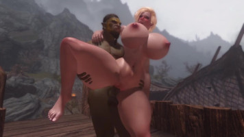 Juicy Baby Satisfies Huge Orc Monster Dick In The Camp