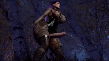 Gothic Futanari dancing & displaying her massive COCK