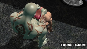 筋肉tattooedモンスター fucks赤毛3d仕