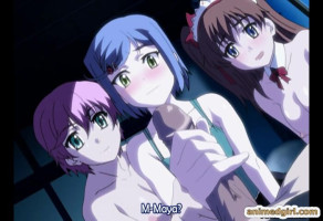 Cute anime group threesome fucked