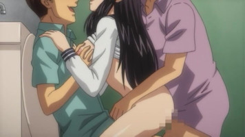 Hardcore threesome fuck with busty anime female