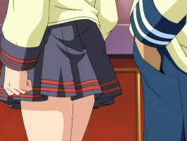 Handsome schoolgirl in brief skirt feels sexy