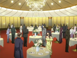 High society with wealthy men and women in hentai caricature