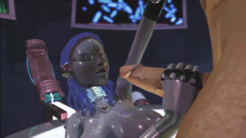 Baise robotique extraterrestre avec un homme masculin dans une caricature 3d