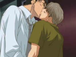 Amour homosexuel dans une caricature hentai romantique