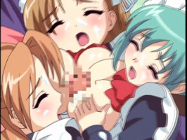 Des femmes de ménage hentai aux gros seins servant leur bite à saisir