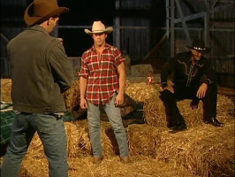 Les cow-boys deviennent à l'intérieur du grenier à foin simplement pour commencer le mouvement