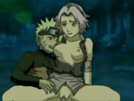 Horned Sakura deeply swallows Naruto dick in a darkish forest