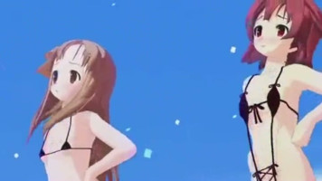 Two horny hentai young adults in mini bikini display their terrifi frame