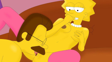 Ned Flanders cautiously licks pussy of younger Lisa Simpson