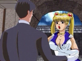 Busty Sailor Moon tied and fucked on her quite face and butt