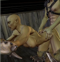 Female Orc with large boobs receives brutal intercourse in her anus