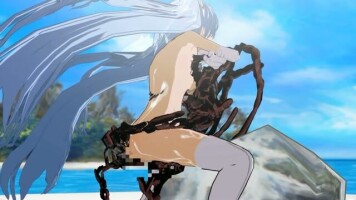 Schwarzes hentai-monster fickt entzückendes Baby am Strand