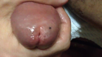 Close up jerk with precum and oozing cumshot